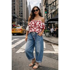 Vintage 90s Vivienne Tam Off Shoulder Burgundy Chiffon Blouse Y2K Designer Sz S